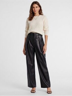 MOTHER High Waisted Tunnel Vision Pleated Wide Leg Faux Leather Pants
